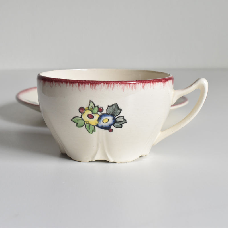 Vintage Chocolate Cup & Saucer, Longwy Marseille B