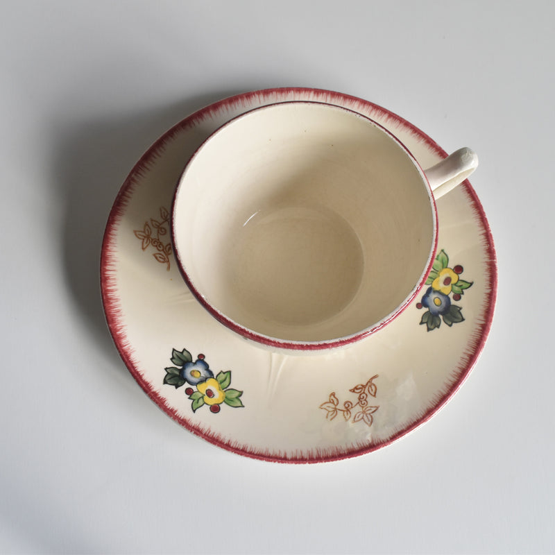 Vintage Chocolate Cup & Saucer, Longwy Marseille B