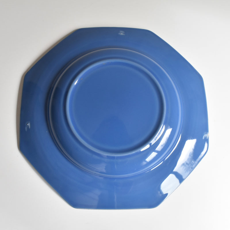 Vintage Plate Digoin & Sarreguemines Octagonal Blue E
