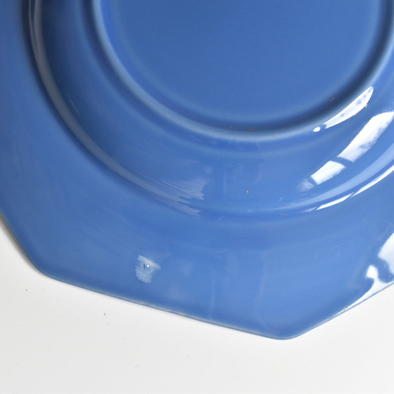 Vintage Plate Digoin & Sarreguemines Octagonal Blue E