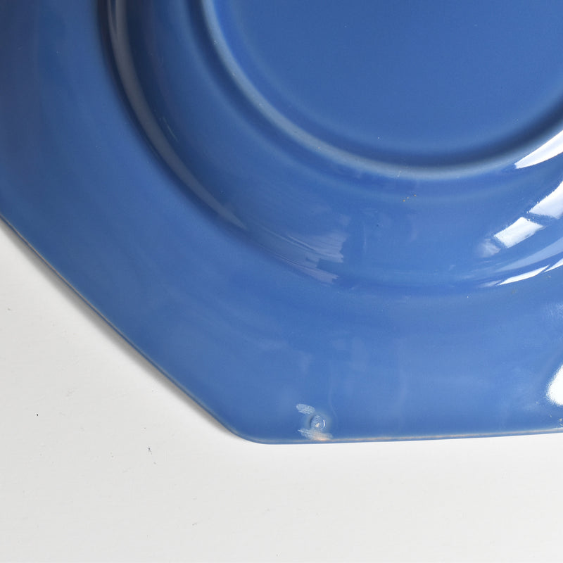 Vintage Plate Digoin & Sarreguemines Octagonal Blue E