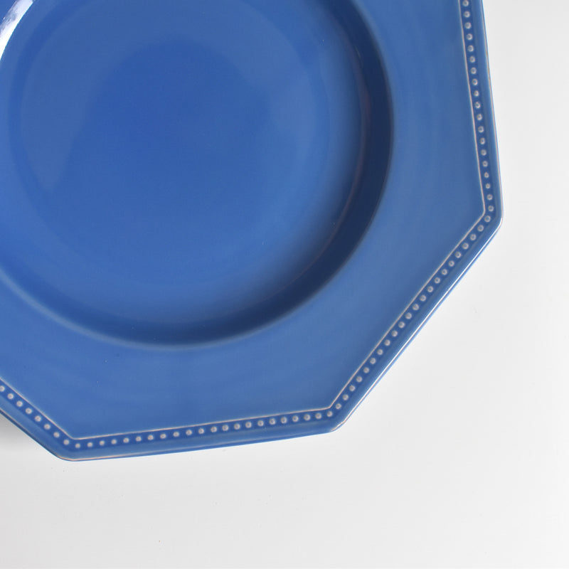 Vintage Plate Digoin & Sarreguemines Octagonal Blue E