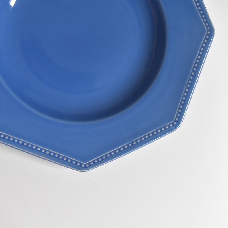 Vintage Plate Digoin & Sarreguemines Octagonal Blue E