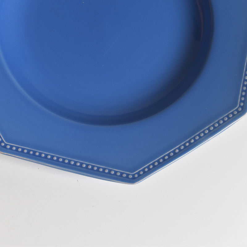 Vintage Plate Digoin & Sarreguemines Octagonal Blue F