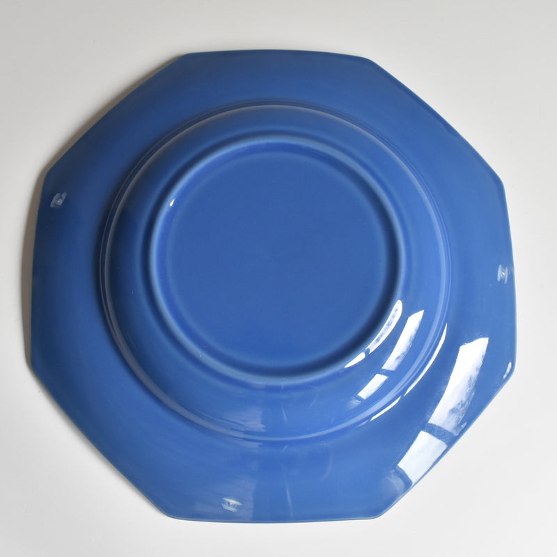 Vintage Plate Digoin & Sarreguemines Octagonal Blue F
