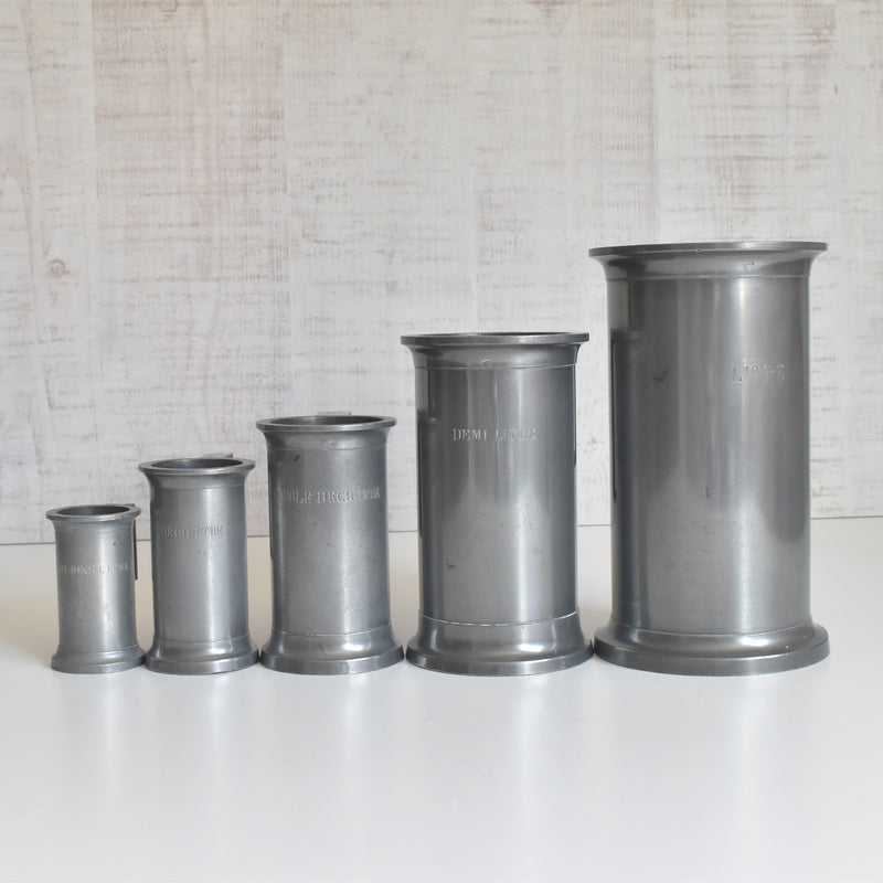 Vintage Pewter 5-Piece Measuring Cup Set