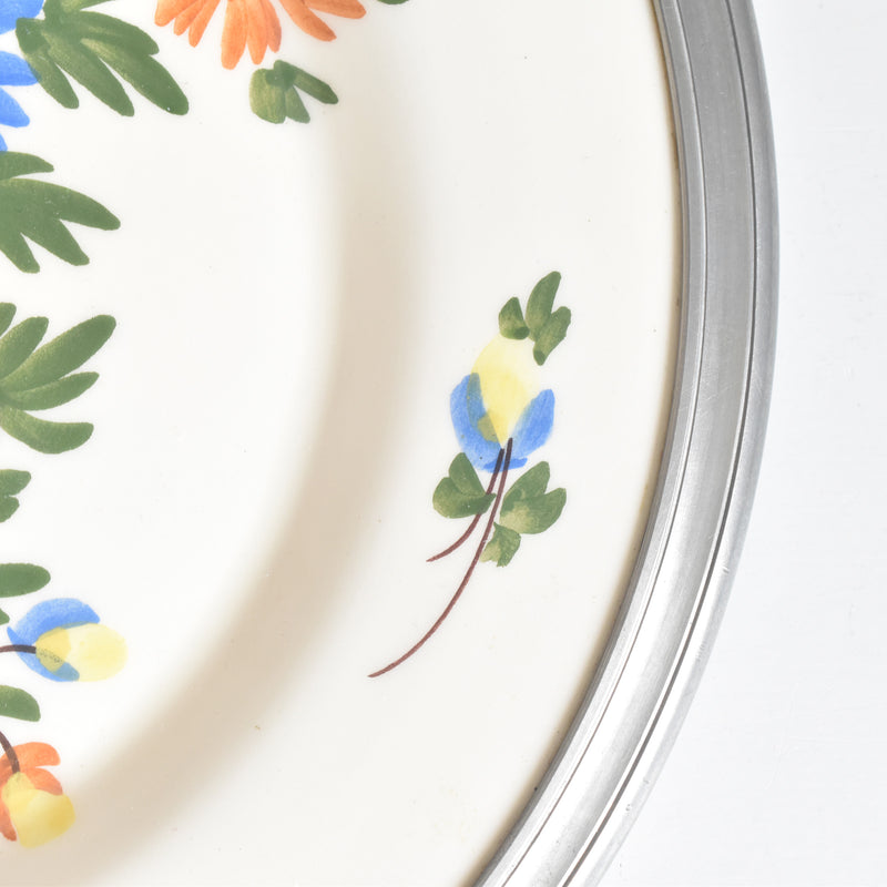 Vintage Pewter & Ceramic Plate CR CHANILL PARIS