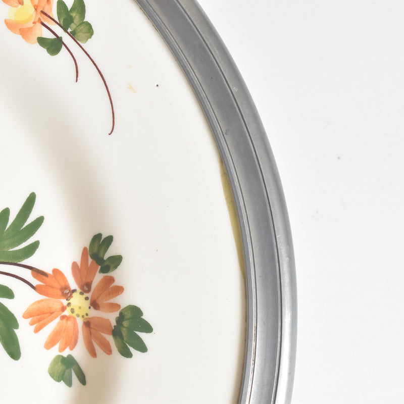 Vintage Pewter & Ceramic Plate CR CHANILL PARIS