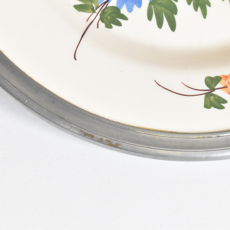 Vintage Pewter & Ceramic Plate CR CHANILL PARIS