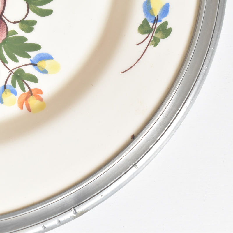 Vintage Pewter & Ceramic Plate CR CHANILL PARIS