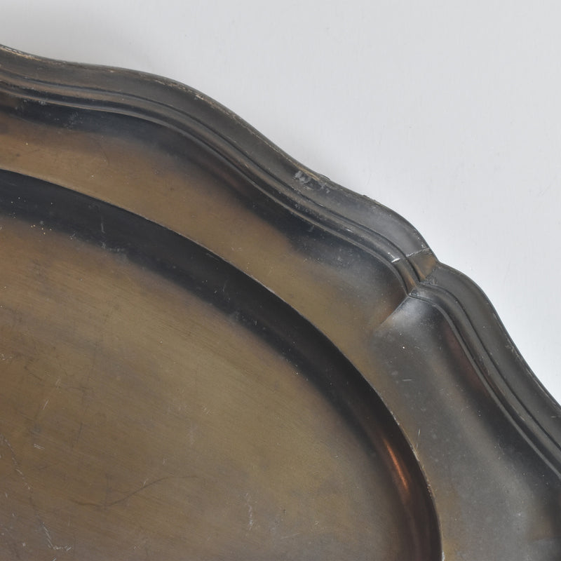 ヴィンテージピューター 花リム オーヴァルプレート