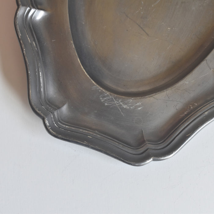 ヴィンテージピューター 花リム オーヴァルプレート