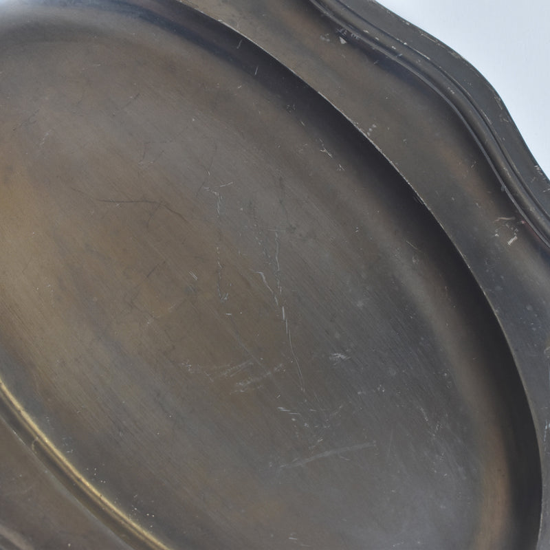 ヴィンテージピューター 花リム オーヴァルプレート