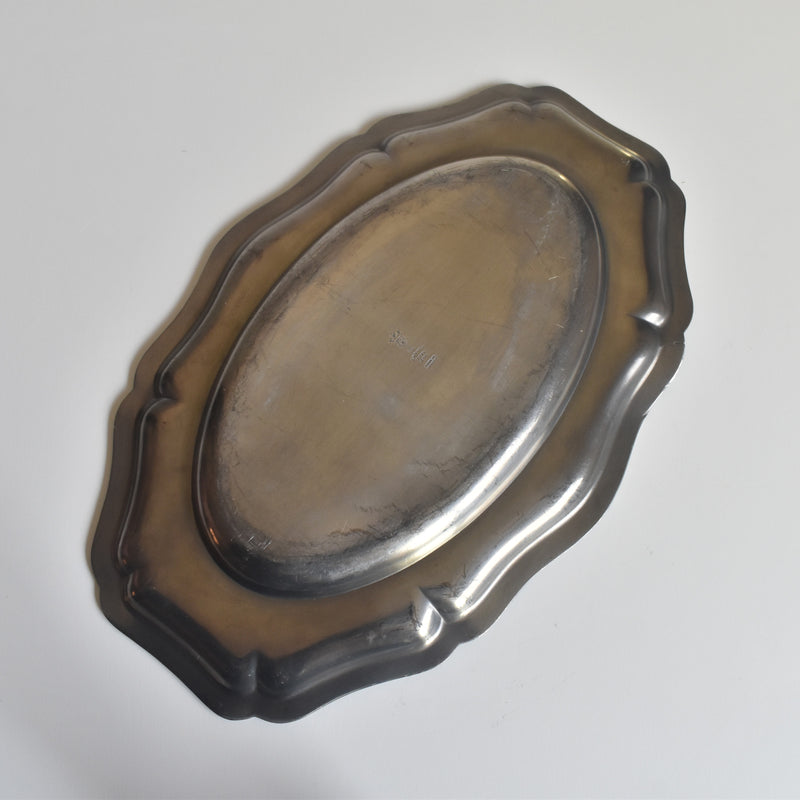 ヴィンテージピューター 花リム オーヴァルプレート