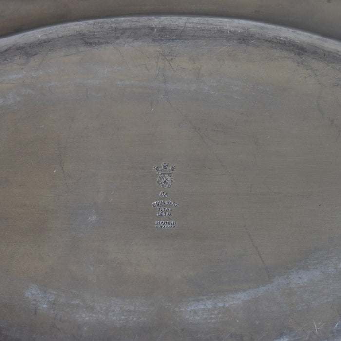 ヴィンテージピューター 花リム オーヴァルプレート