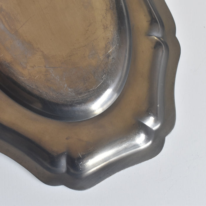 ヴィンテージピューター 花リム オーヴァルプレート