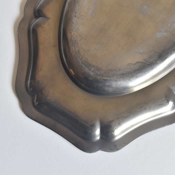 ヴィンテージピューター 花リム オーヴァルプレート