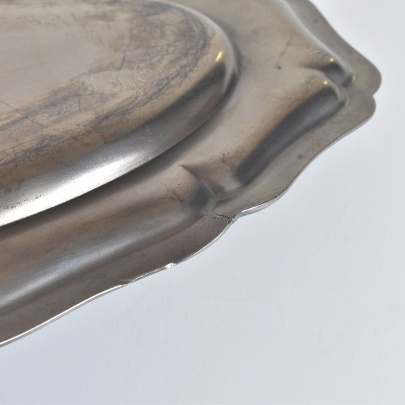 ヴィンテージピューター 花リム オーヴァルプレート