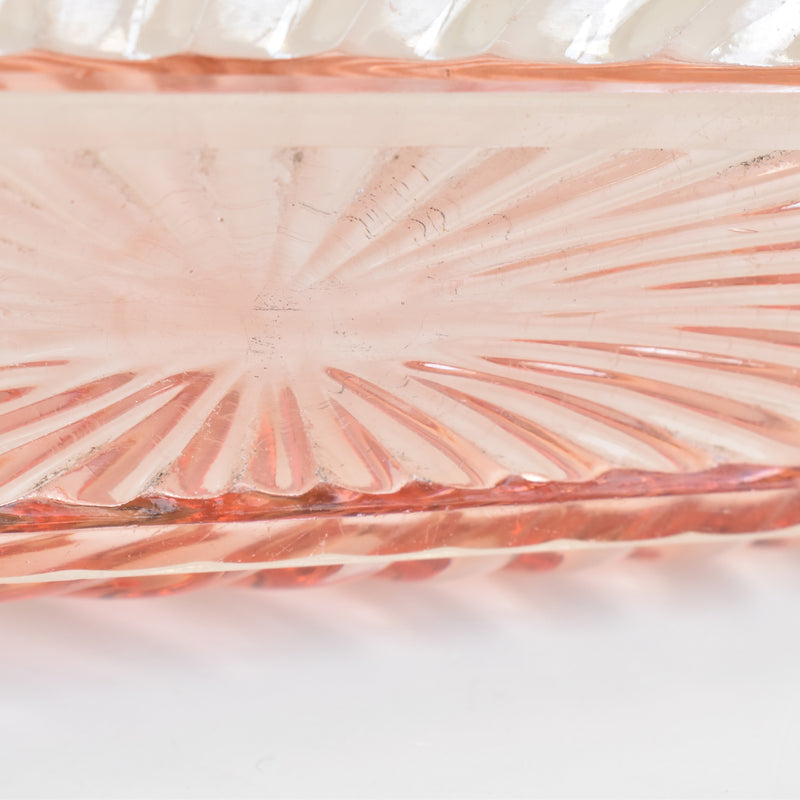 Vintage Pink Glass Baccarat Brush Tray - Bamboo