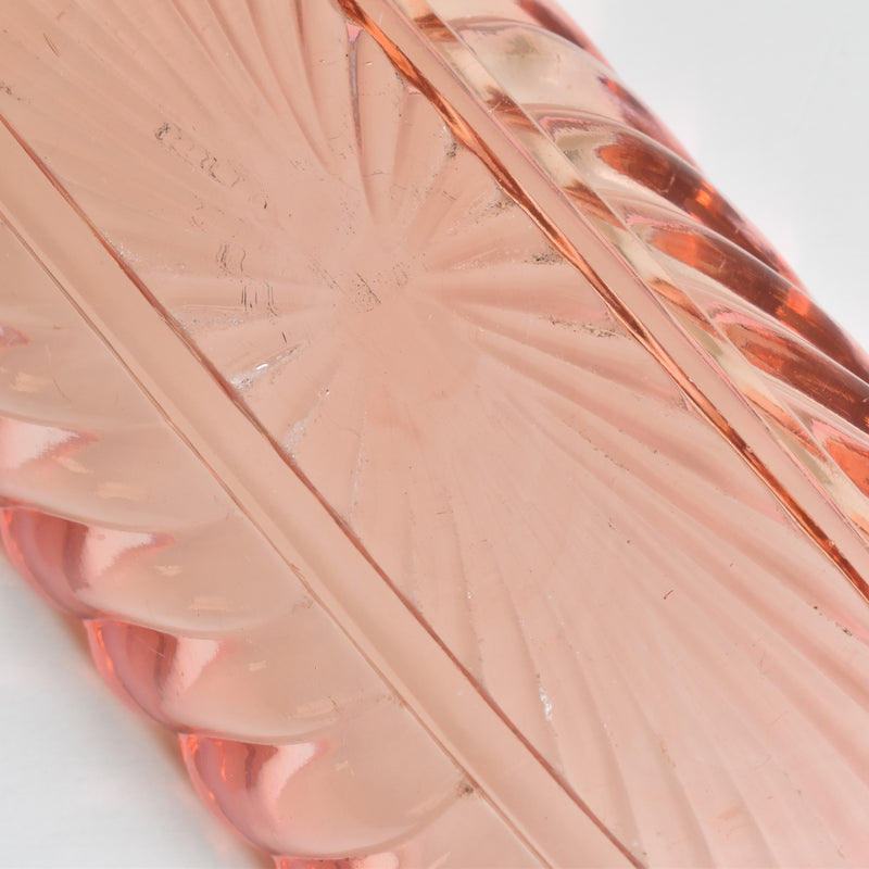 Vintage Pink Glass Baccarat Brush Tray - Bamboo
