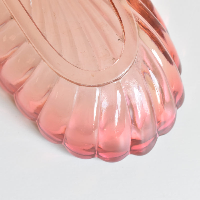 Vintage Pink Glass Baccarat Brush Tray - Bamboo