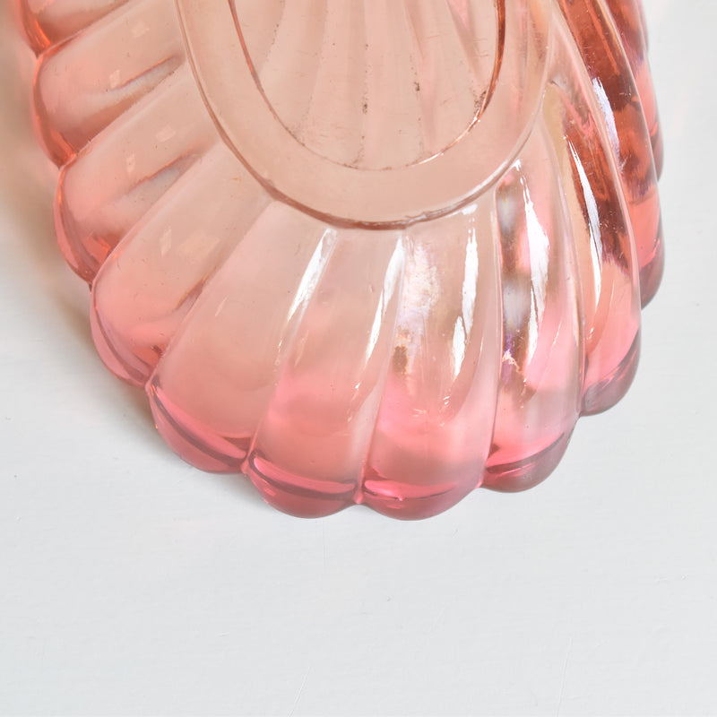Vintage Pink Glass Baccarat Brush Tray - Bamboo
