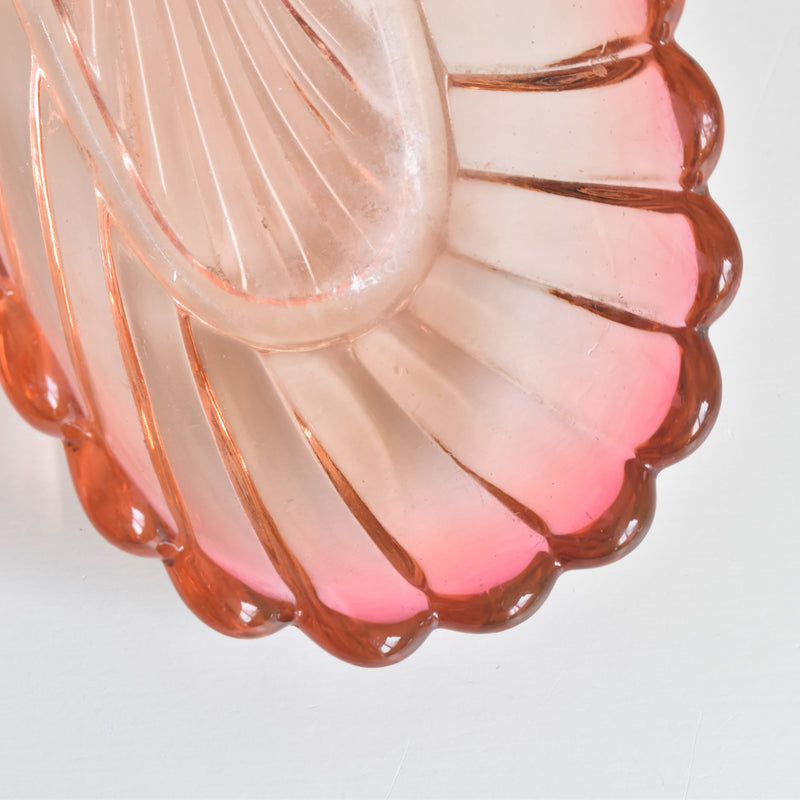 Vintage Pink Glass Baccarat Brush Tray - Bamboo