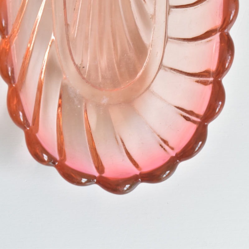 Vintage Pink Glass Baccarat Brush Tray - Bamboo