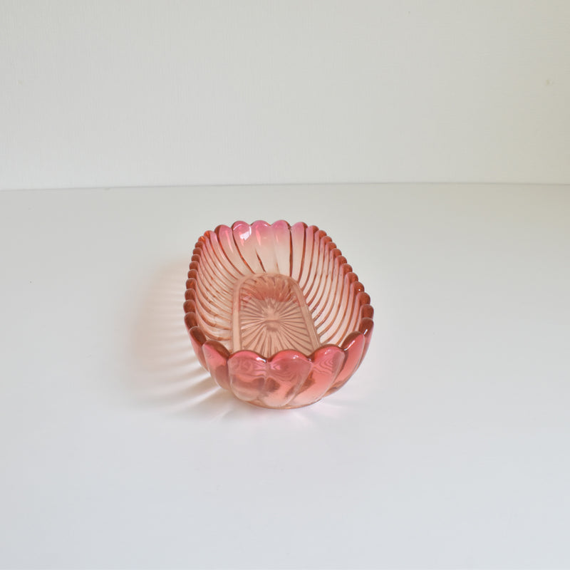 Vintage Pink Glass Baccarat Brush Tray - Bamboo