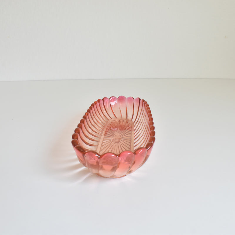 Vintage Pink Glass Baccarat Brush Tray - Bamboo