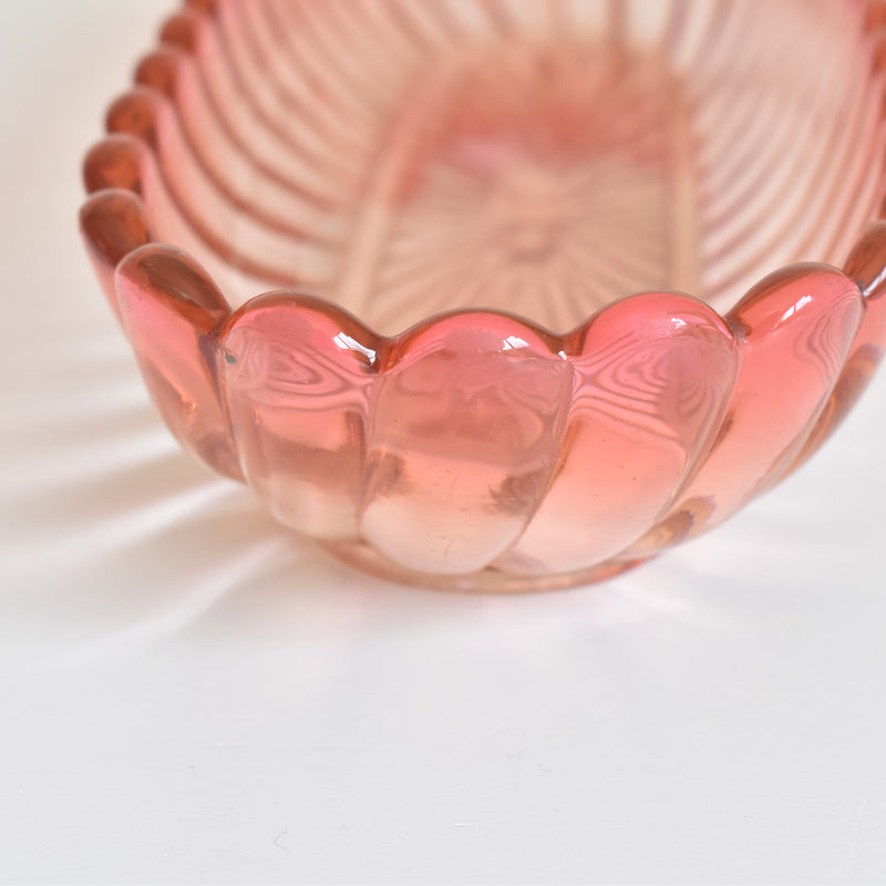 Vintage Pink Glass Baccarat Brush Tray - Bamboo