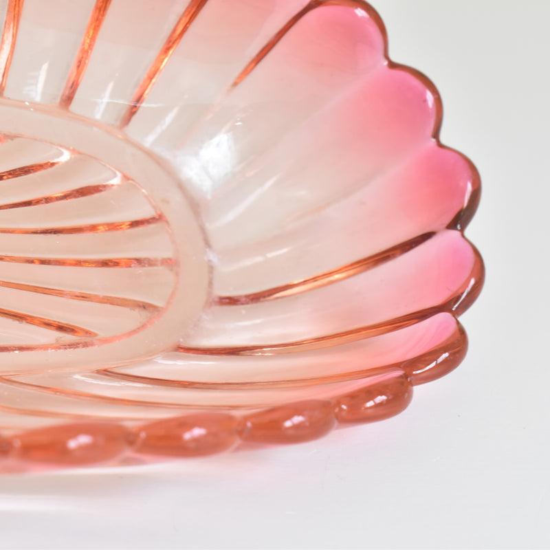 Vintage Pink Glass Baccarat Brush Tray - Bamboo