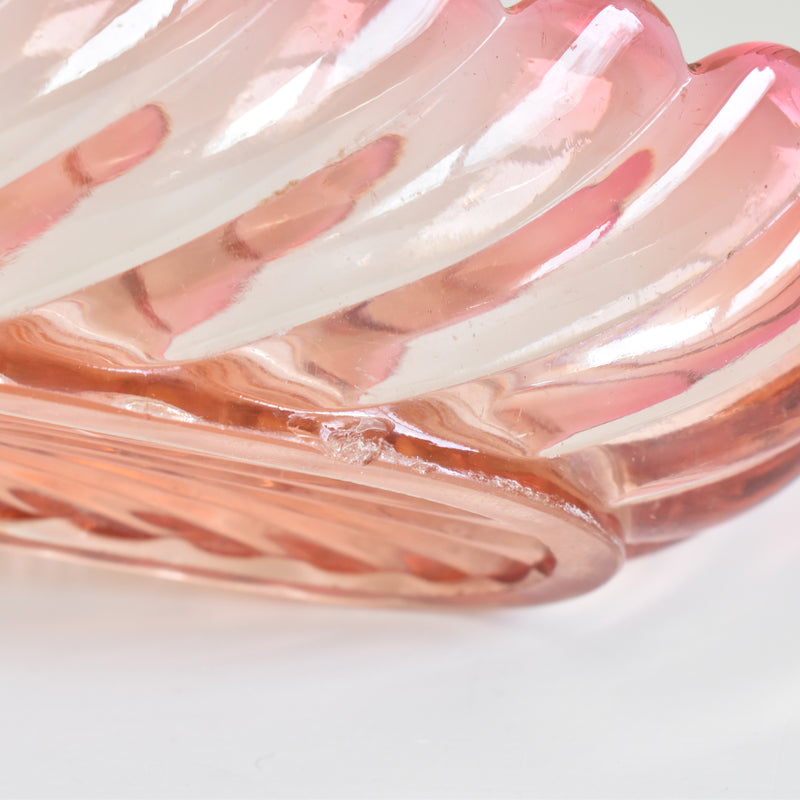 Vintage Pink Glass Baccarat Brush Tray - Bamboo