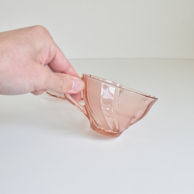 Vintage Pink Glass Cup and Saucer - Vereco