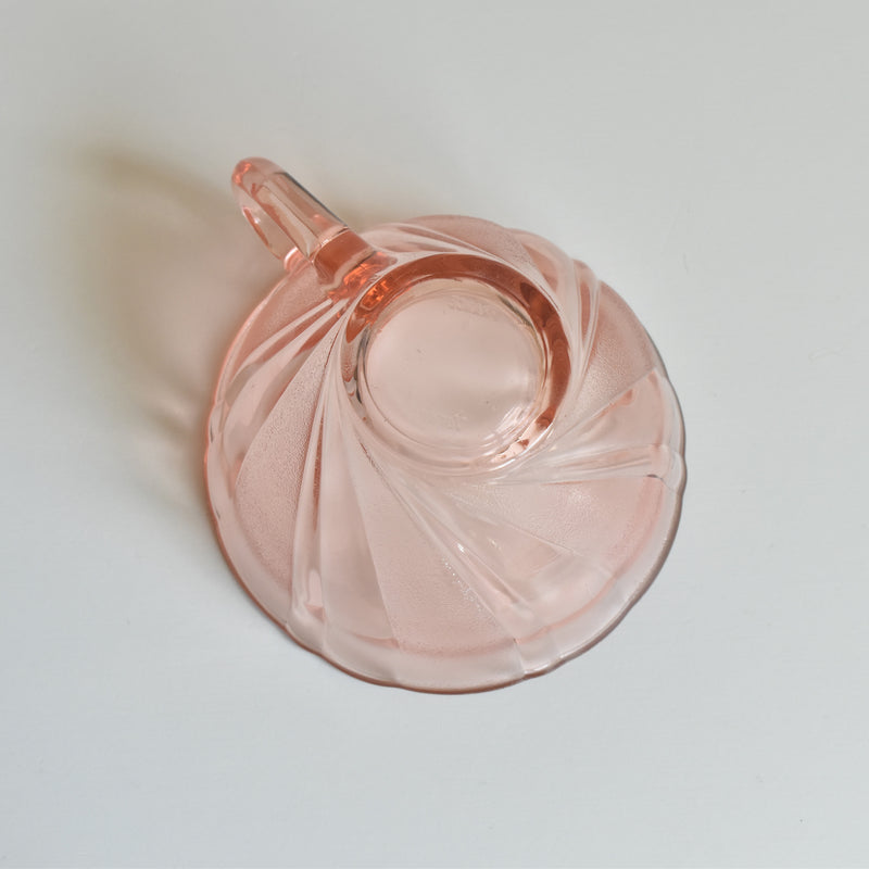 Vintage Pink Glass Cup and Saucer - Vereco