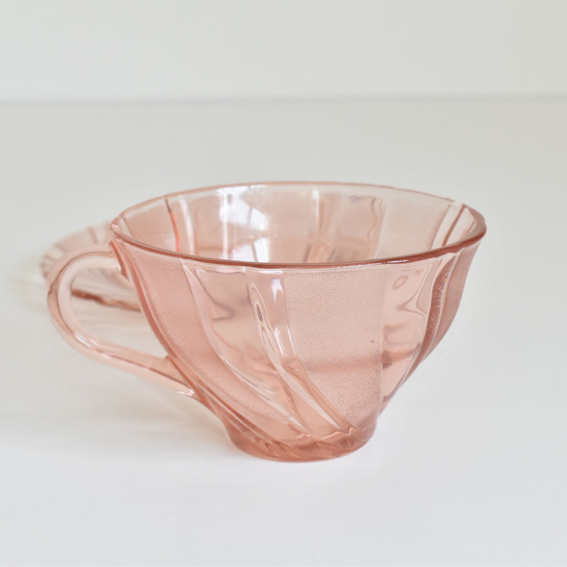 Vintage Pink Glass Cup and Saucer - Vereco