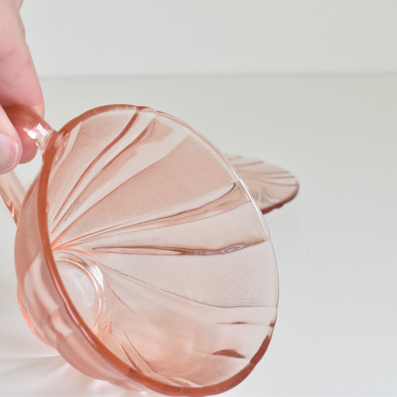 Vintage Pink Glass Cup and Saucer - Vereco