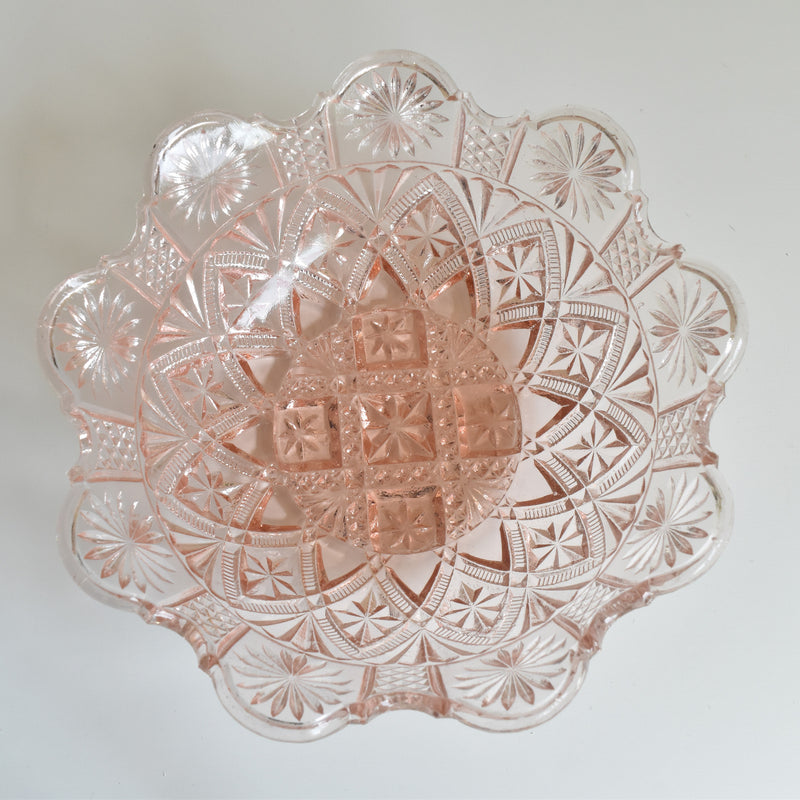 Vintage Pink Glass Fruit Bowl