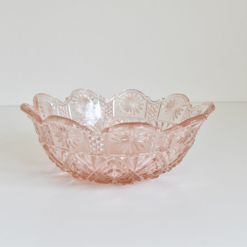 Vintage Pink Glass Fruit Bowl