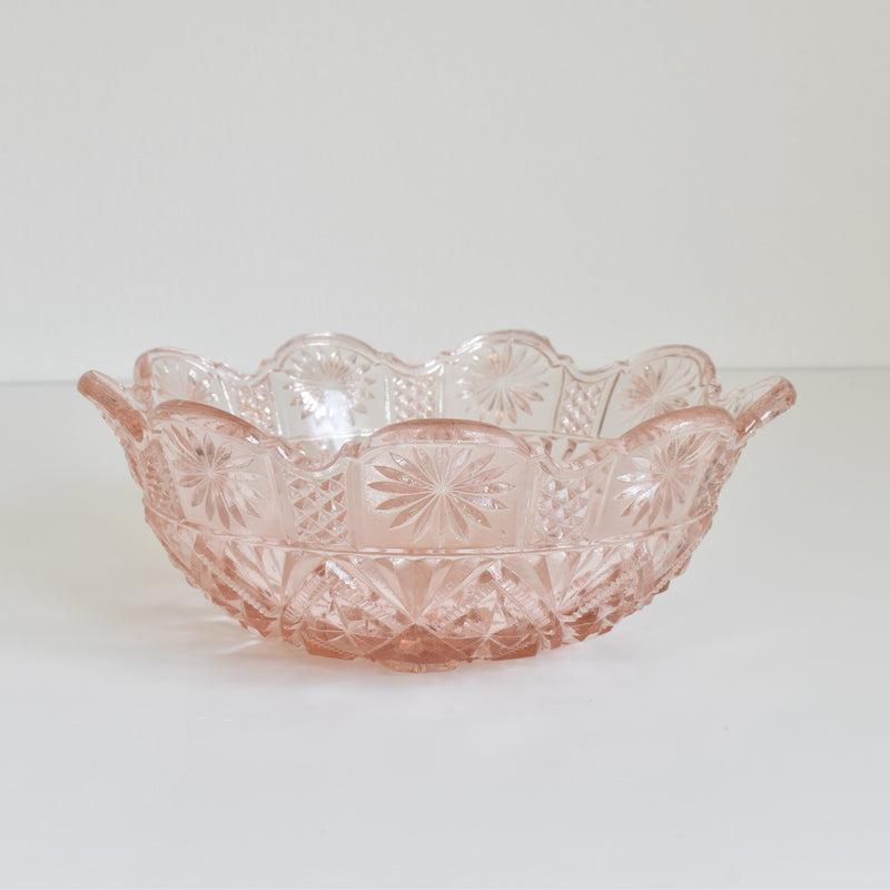 Vintage Pink Glass Fruit Bowl