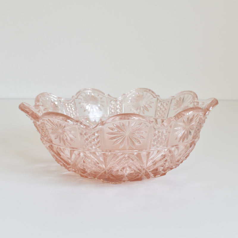 Vintage Pink Glass Fruit Bowl