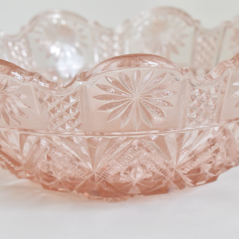 Vintage Pink Glass Fruit Bowl