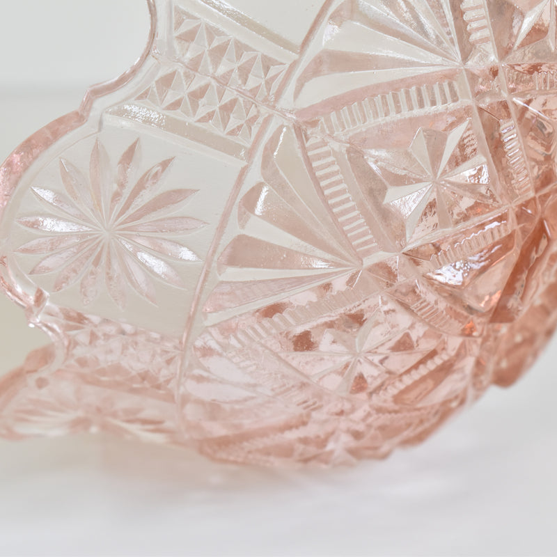 Vintage Pink Glass Fruit Bowl