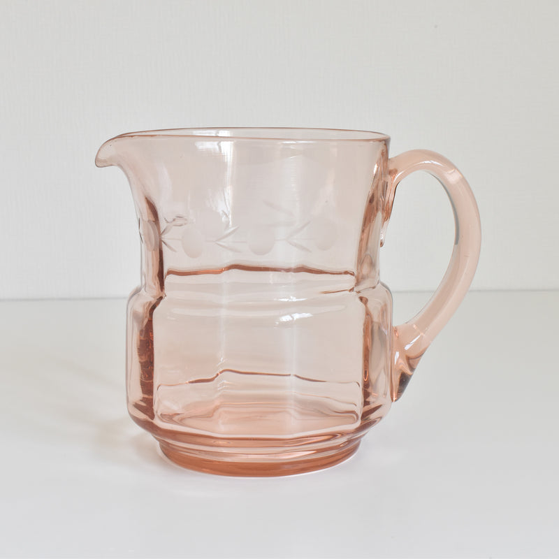 Vintage Pink Glass Pitcher