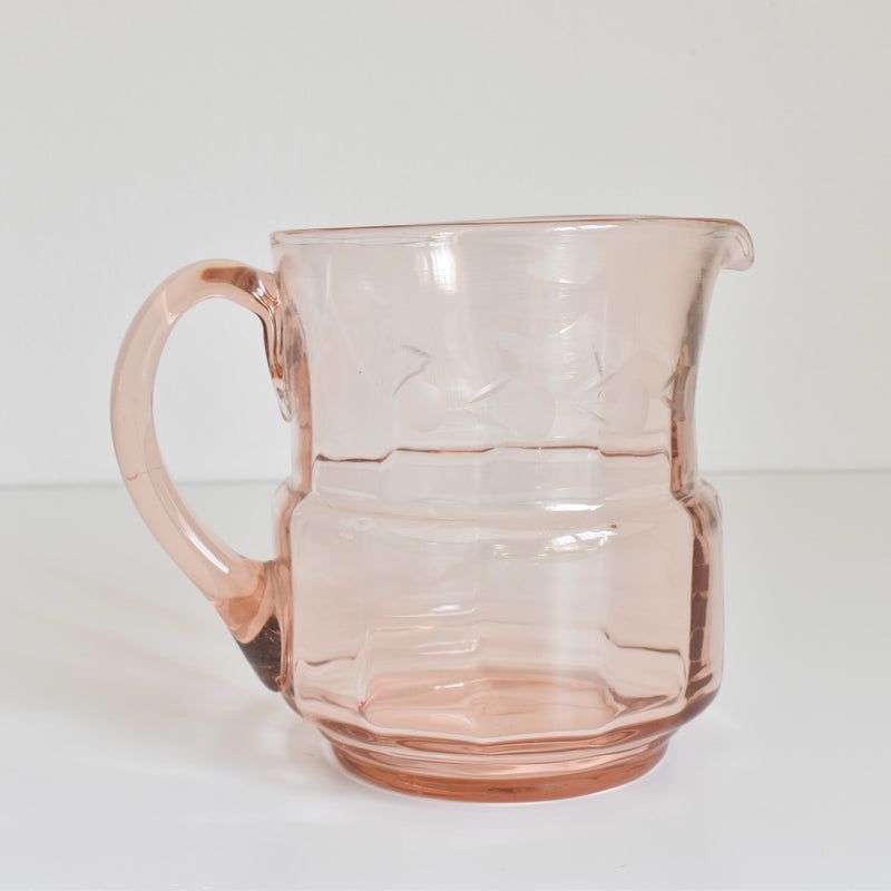 Vintage Pink Glass Pitcher