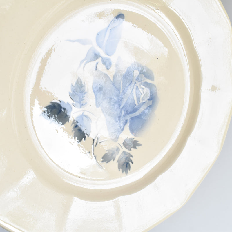 Vintage Plate, Digoin & Sarreguemines, Roses Bleues (Blue Roses) A