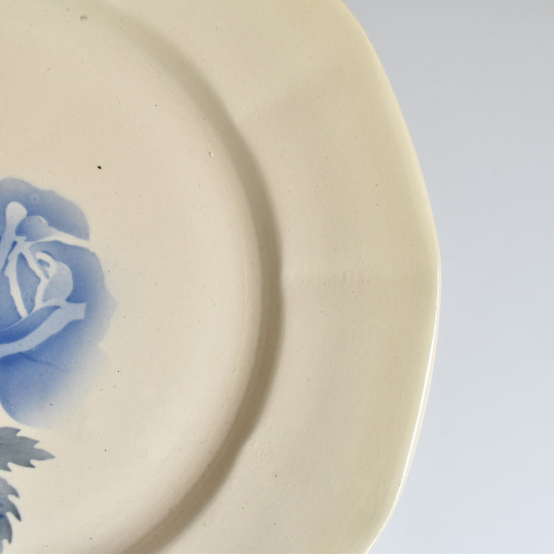 Vintage Plate, Digoin & Sarreguemines, Roses Bleues (Blue Roses) A
