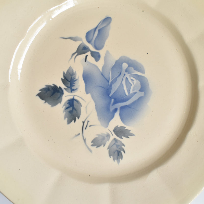 Vintage Plate, Digoin & Sarreguemines, Roses Bleues (Blue Roses) A