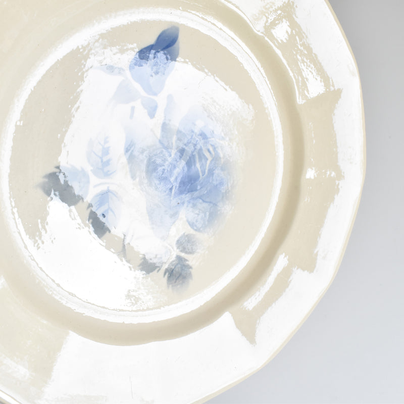 Vintage Plate, Digoin & Sarreguemines, "Roses Bleues" (Blue Roses) B
