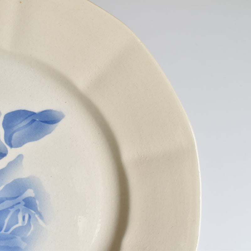 Vintage Plate, Digoin & Sarreguemines, "Roses Bleues" (Blue Roses) B